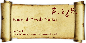Paor Árvácska névjegykártya